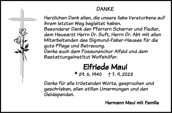 Traueranzeige von Elfriede Maul von Hersbrucker Zeitung Lokal