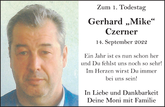 Traueranzeige von Gerhard Czerner von Hersbrucker Zeitung Lokal