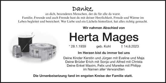 Traueranzeige von Herta Mages von Pegnitz-Zeitung