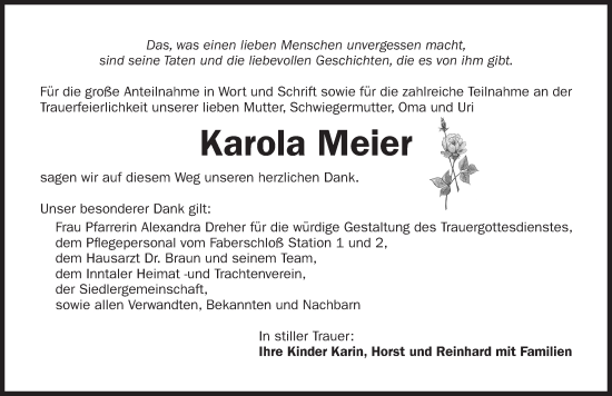 Traueranzeige von Karola Meier von Der Bote
