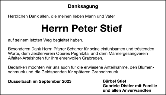 Traueranzeige von Peter Stief von Hersbrucker Zeitung Lokal