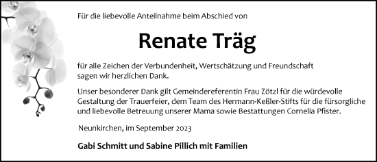 Traueranzeige von Renate Träg von Pegnitz-Zeitung