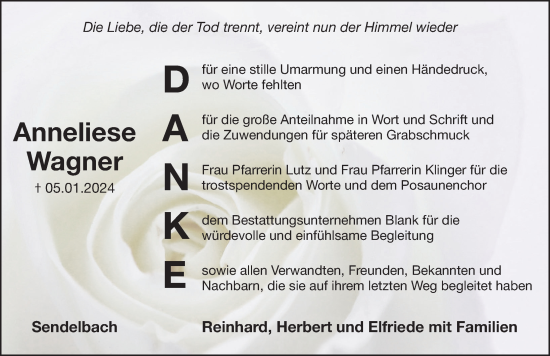 Traueranzeige von Anneliese Wagner von Hersbrucker Zeitung Lokal