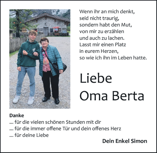 Traueranzeige von Berta Wuttge von Hersbrucker Zeitung Lokal