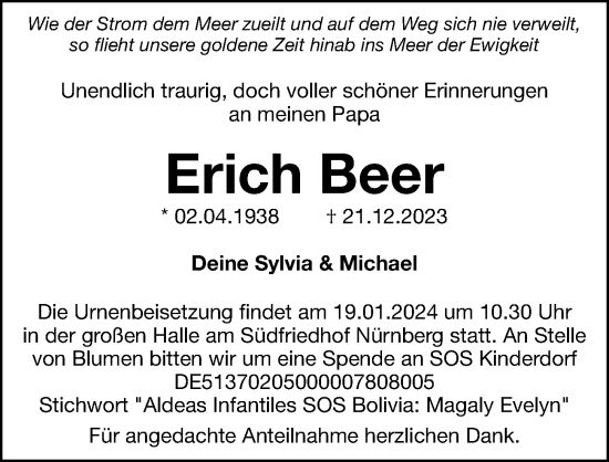 Traueranzeige von Erich Beer von Hersbrucker Zeitung Lokal