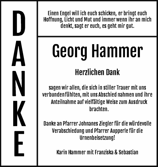 Traueranzeige von Georg Hammer von Hersbrucker Zeitung Lokal