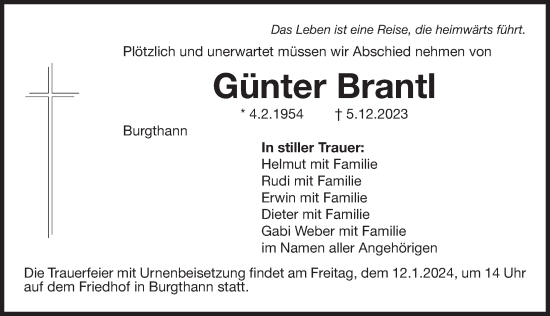 Traueranzeige von Günter Brantl von Der Bote