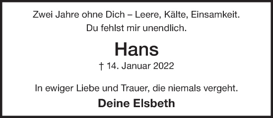 Traueranzeige von Hans  von Der Bote