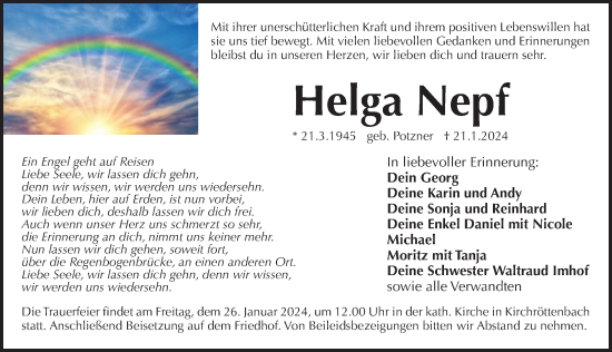 Traueranzeige von Helga Nepf von Pegnitz-Zeitung