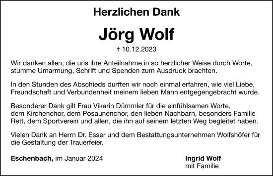 Traueranzeige von Jörg Wolf von Hersbrucker Zeitung Lokal