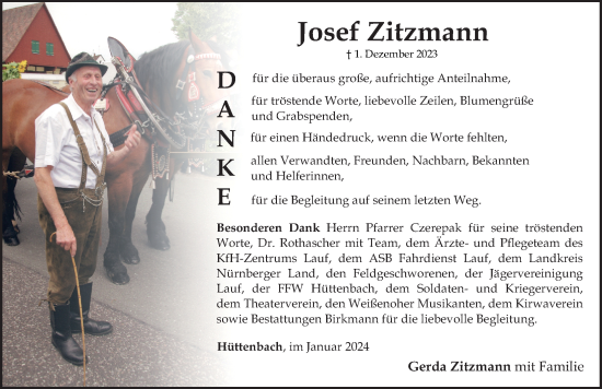 Traueranzeige von Josef Zitzmann von Pegnitz-Zeitung