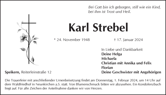 Traueranzeige von Karl Strebel von Pegnitz-Zeitung