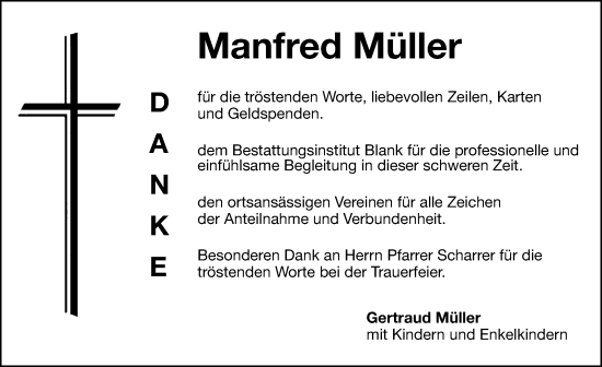 Traueranzeige von Manfred Müller von Hersbrucker Zeitung Lokal