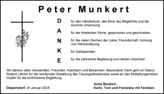 Traueranzeige von Peter Munkert von Der Bote