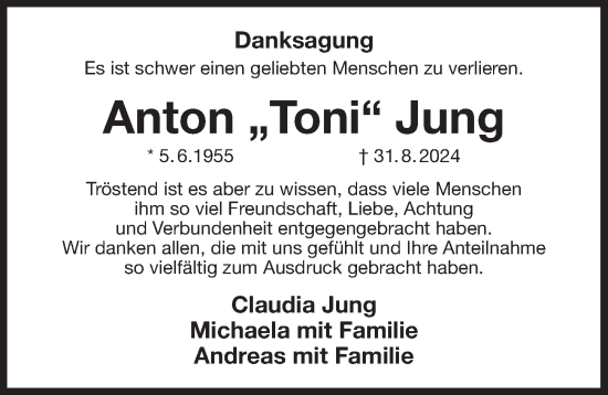 Traueranzeige von Anton Jung von Der Bote