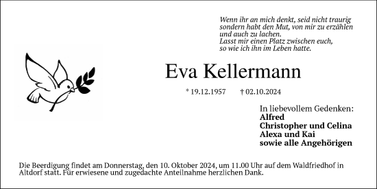Traueranzeige von Eva Kellermann von Der Bote