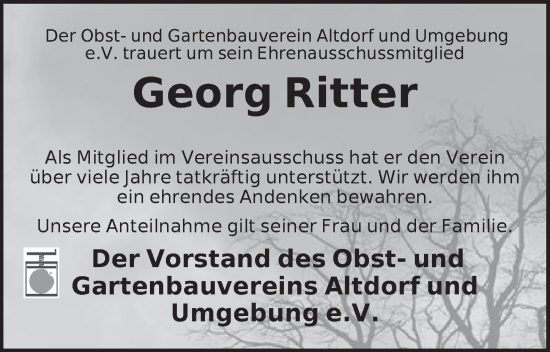 Traueranzeige von Georg Ritter von Der Bote