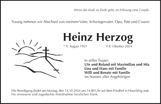 Traueranzeige von Heinz Herzog von Pegnitz-Zeitung