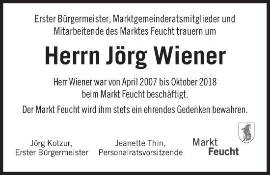 Traueranzeige von Jörg Wiener von Der Bote
