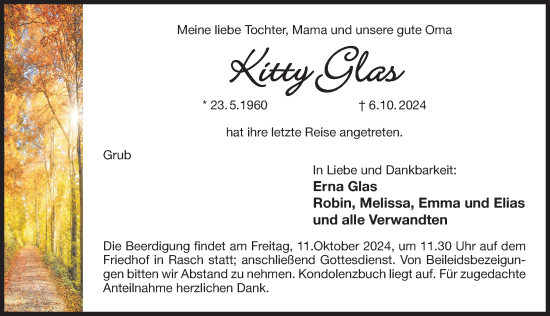 Traueranzeige von Kitty Glas von Der Bote