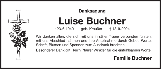 Traueranzeige von Luise Buchner von Der Bote