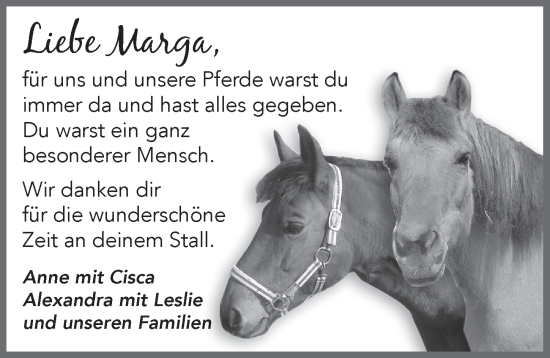 Traueranzeige von Marga  von Pegnitz-Zeitung