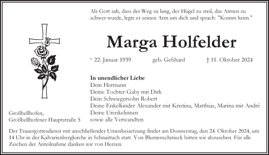 Traueranzeige von Marga Holfelder von Pegnitz-Zeitung