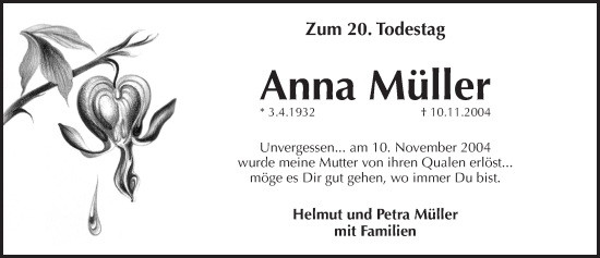 Traueranzeige von Anna Müller von Pegnitz-Zeitung