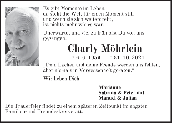 Traueranzeige von Charly Möhrlein von Der Bote