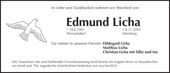 Traueranzeige von Edmund Licha von Pegnitz-Zeitung
