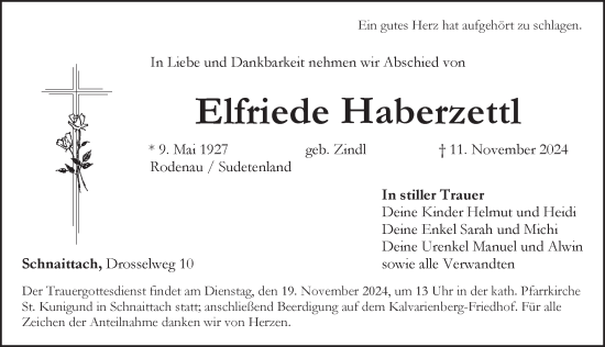 Traueranzeige von Elfriede Haberzettl von Pegnitz-Zeitung