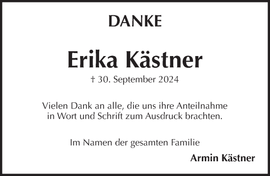 Traueranzeige von Erika Kästner von Pegnitz-Zeitung