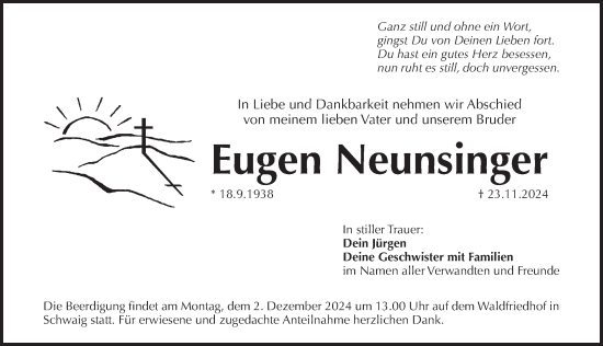 Traueranzeige von Eugen Neunsinger von Pegnitz-Zeitung