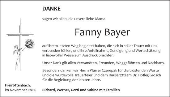 Traueranzeige von Fanny Bayer von Pegnitz-Zeitung
