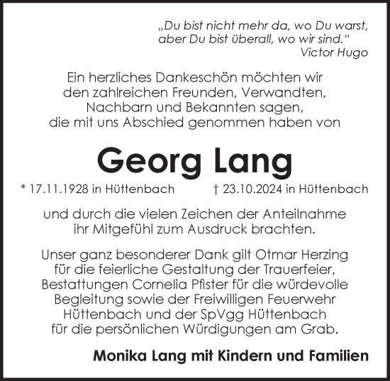 Traueranzeige von Georg Lang von Pegnitz-Zeitung