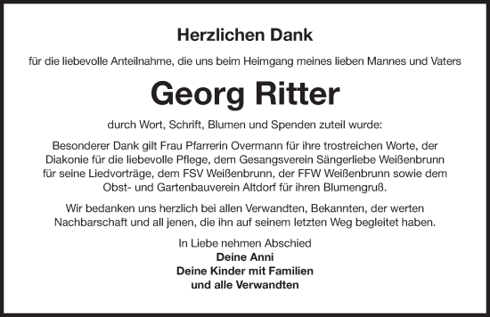 Traueranzeige von Georg Ritter von Der Bote