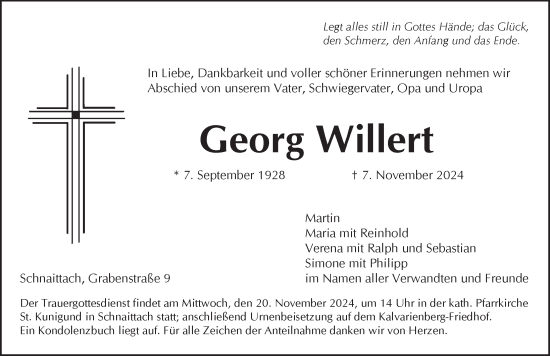 Traueranzeige von Georg Willert von Pegnitz-Zeitung