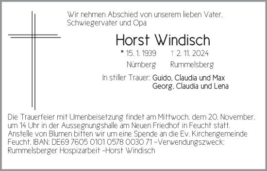 Traueranzeige von Horst Windisch von Der Bote
