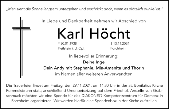Traueranzeige von Karl Höcht von Hersbrucker Zeitung Lokal