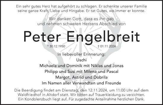 Traueranzeige von Peter Engebreit von Pegnitz-Zeitung