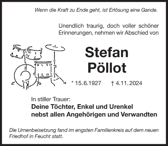 Traueranzeige von Stefan Pöllot von Der Bote