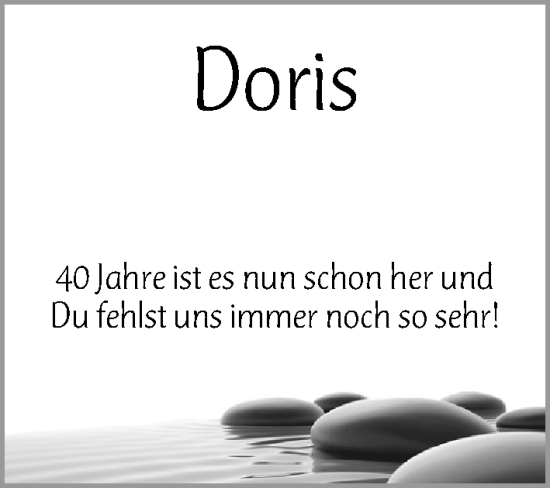 Traueranzeige von Doris  von Hersbrucker Zeitung Lokal