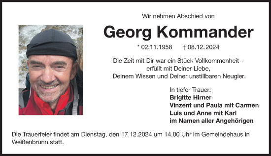 Traueranzeige von Georg Kommander von Pegnitz-Zeitung