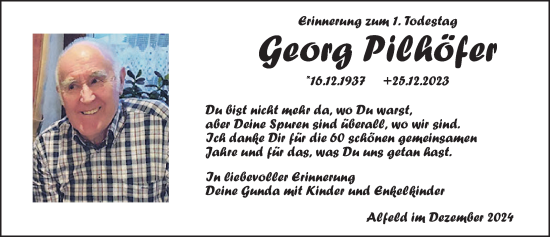 Traueranzeige von Georg Pilhöfer von Hersbrucker Zeitung Lokal