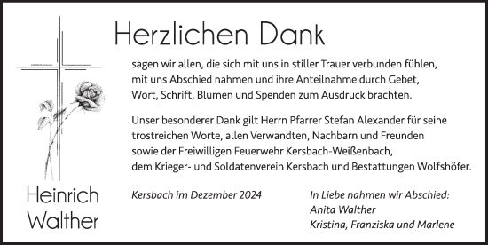 Traueranzeige von Heinrich Walther von Pegnitz-Zeitung