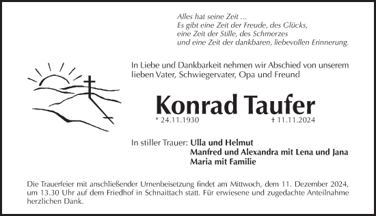 Traueranzeige von Konrad Taufer von Pegnitz-Zeitung