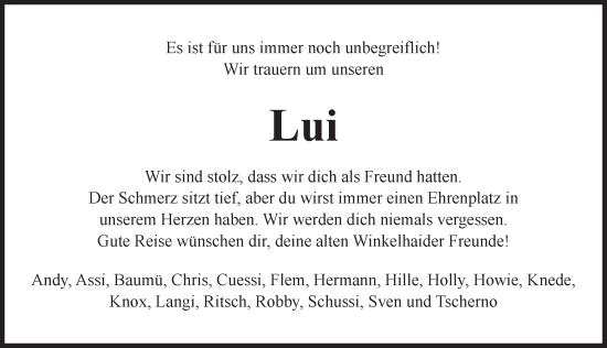 Traueranzeige von Lui  von Der Bote