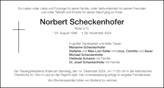 Traueranzeige von Norbert Scheckenhofer von Pegnitz-Zeitung