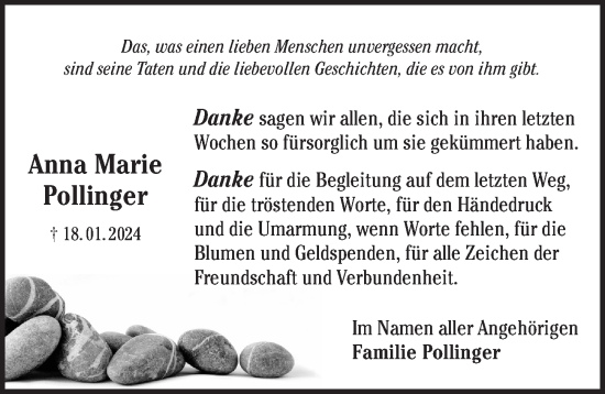Traueranzeige von Anna Marie Pollinger von Pegnitz-Zeitung