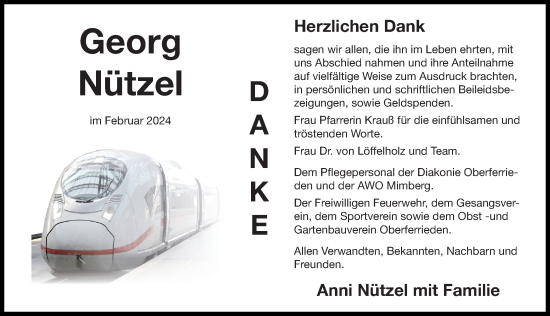 Traueranzeige von Georg Nützel von Der Bote